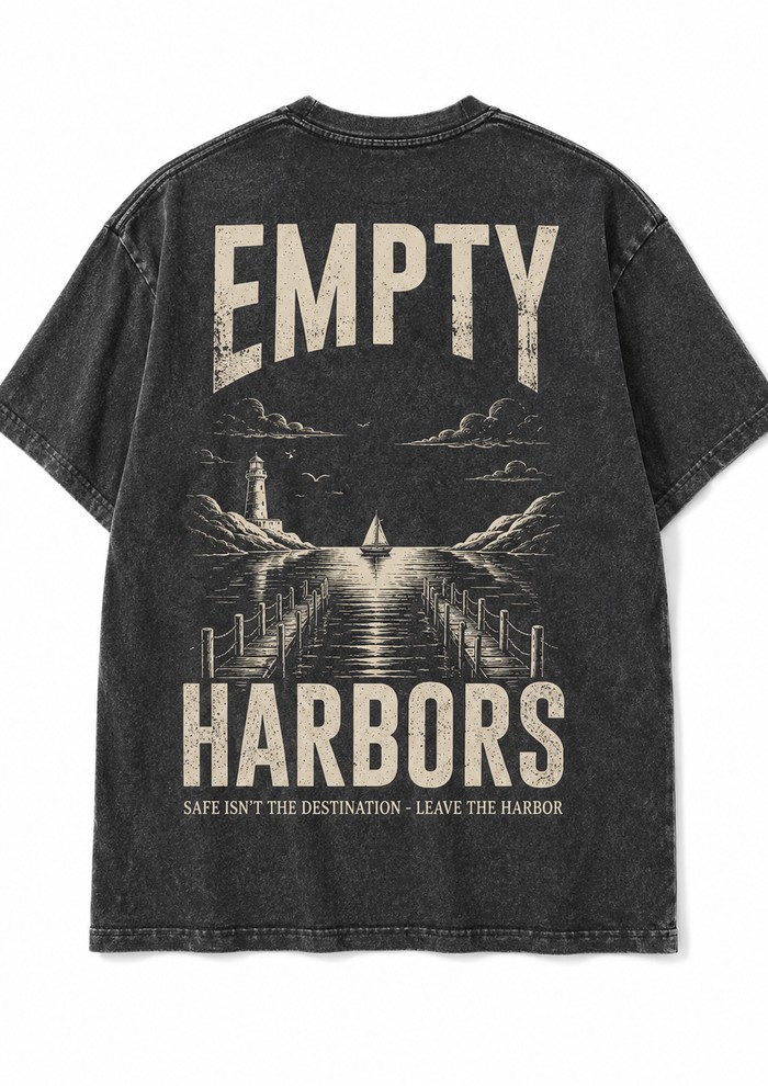 Empty Harbors tee, charcoal black, back