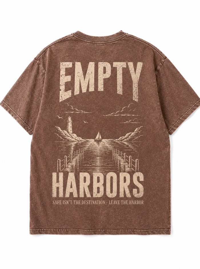Empty Harbors tee, rust brown, back